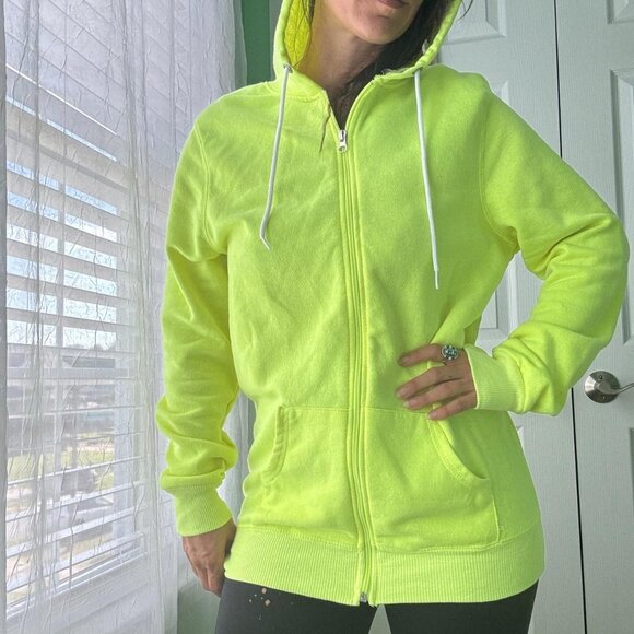 Punk Hoodie High Viz Patchwork Womens XL Neon Applique Embroidery Witchy - Picture 3 of 8